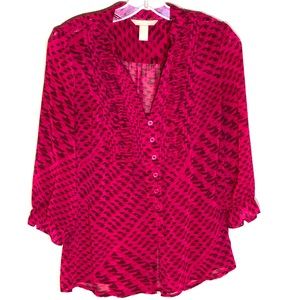 Sheer 3/4 Sleeve Pink Blouse, BR Factory, small